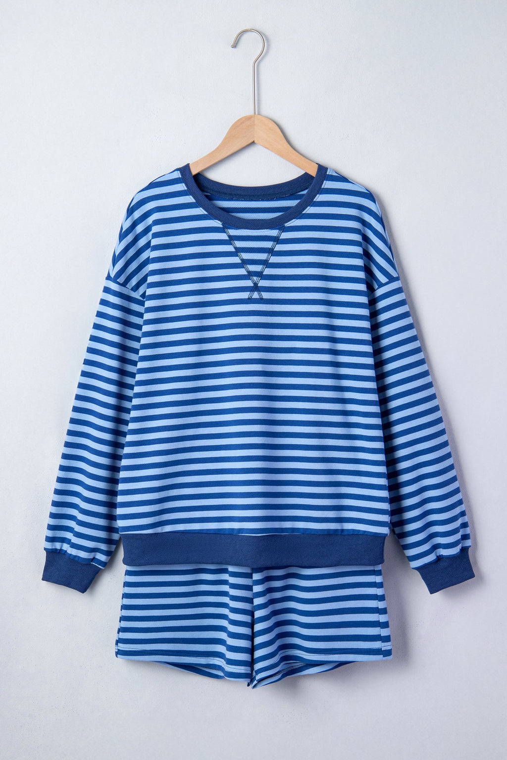 The Laken Stripe Long Sleeve Shorts Set