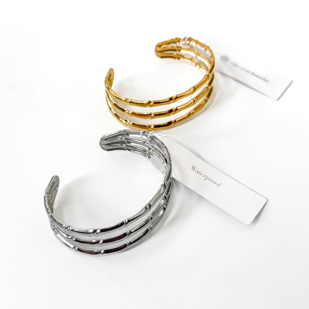 The Bamboo Tier Open Bangle Bracelet - WATERPROOF