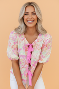 The Madelyn Floral Ribbon Tie Blouse
