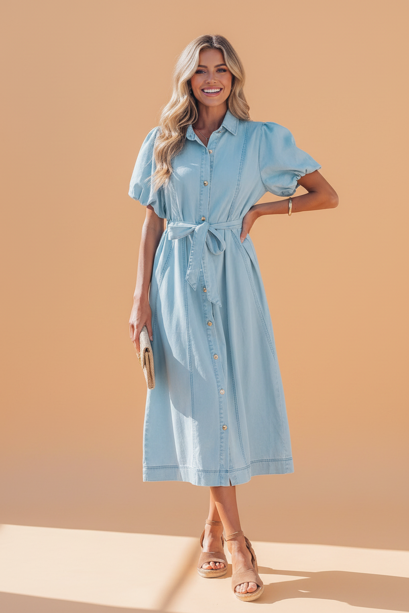 The Weslynn Denim Midi Dress