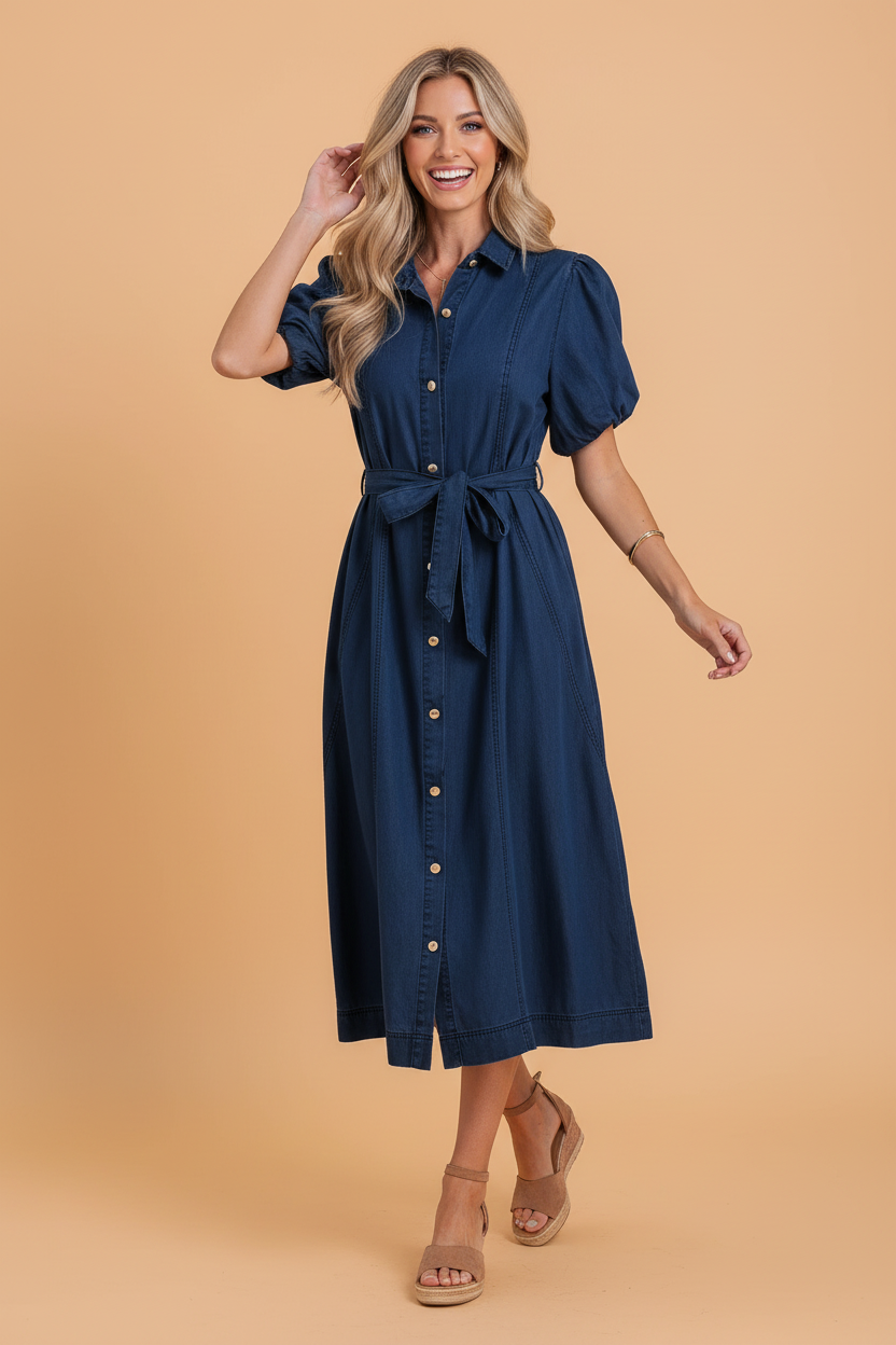 The Weslynn Denim Midi Dress