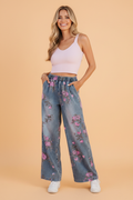 The Maggie Rose Floral Denim Elastic Waist Jeans
