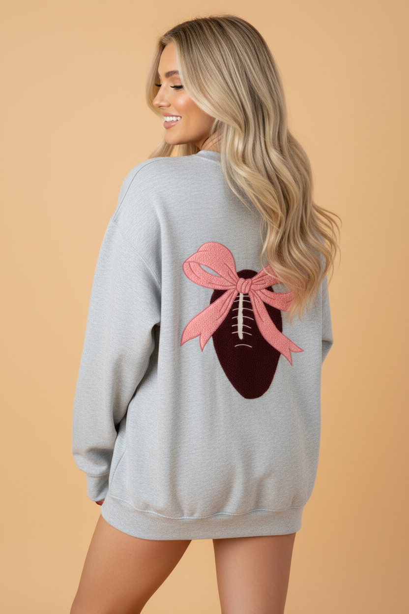 The Piper Rose Football Bow Sweatshirt