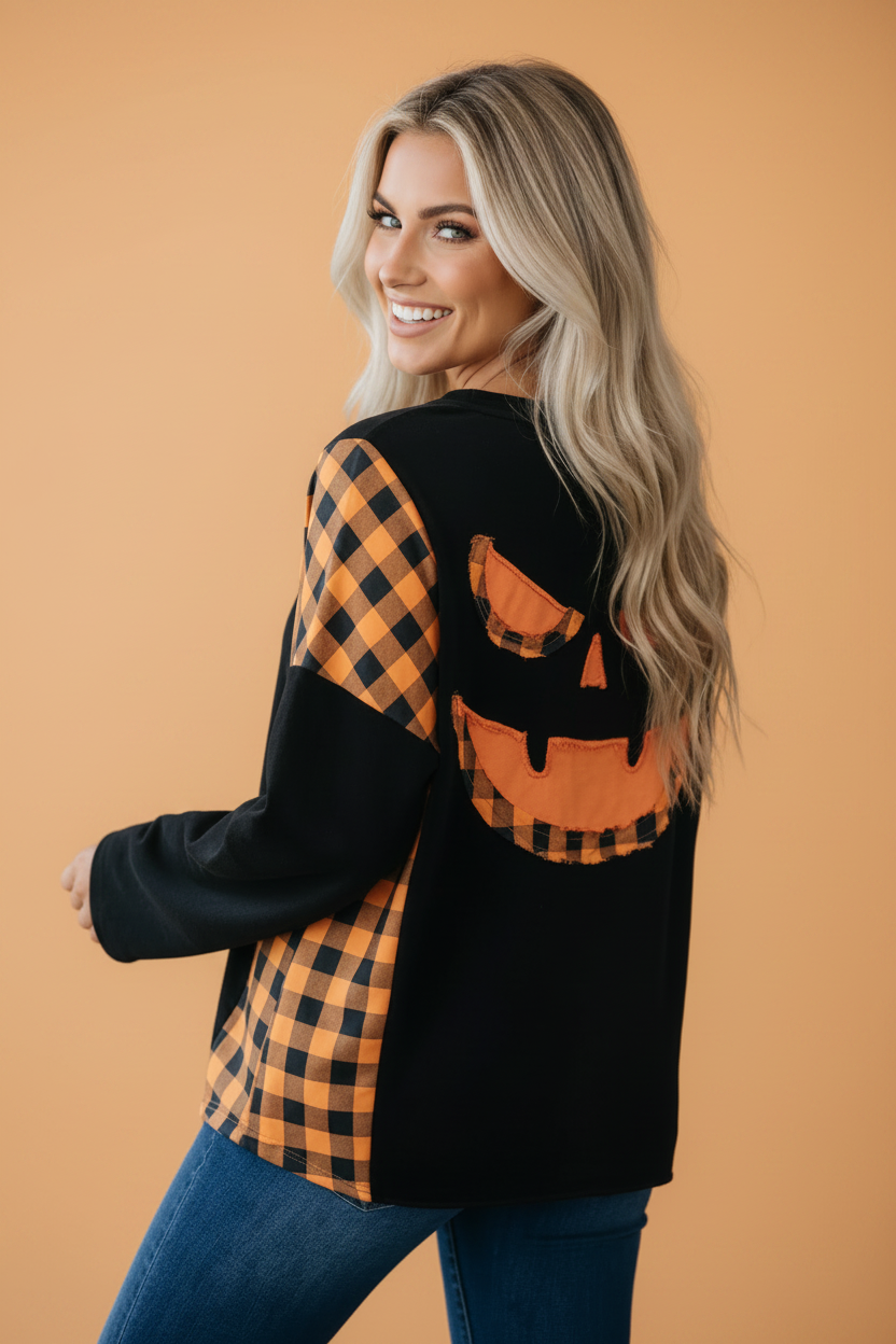 The Hallie Halloween Pumpkin Patch Top