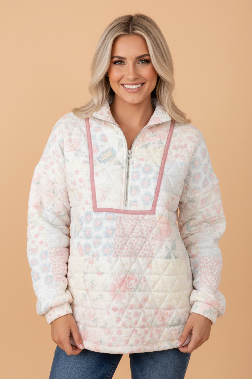 The Mckenna Floral Quilted Sweatshirt