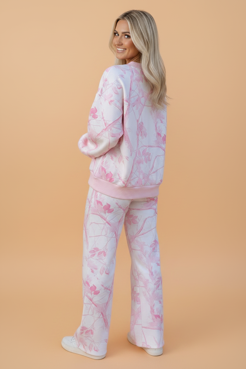 The Cleo Pink Camo Lounge Pant Set