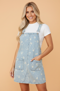 The Elle Floral Denim Overall Dress