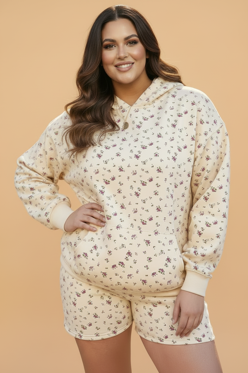 The Willow Floral  Hoodie Top & Shorts Set