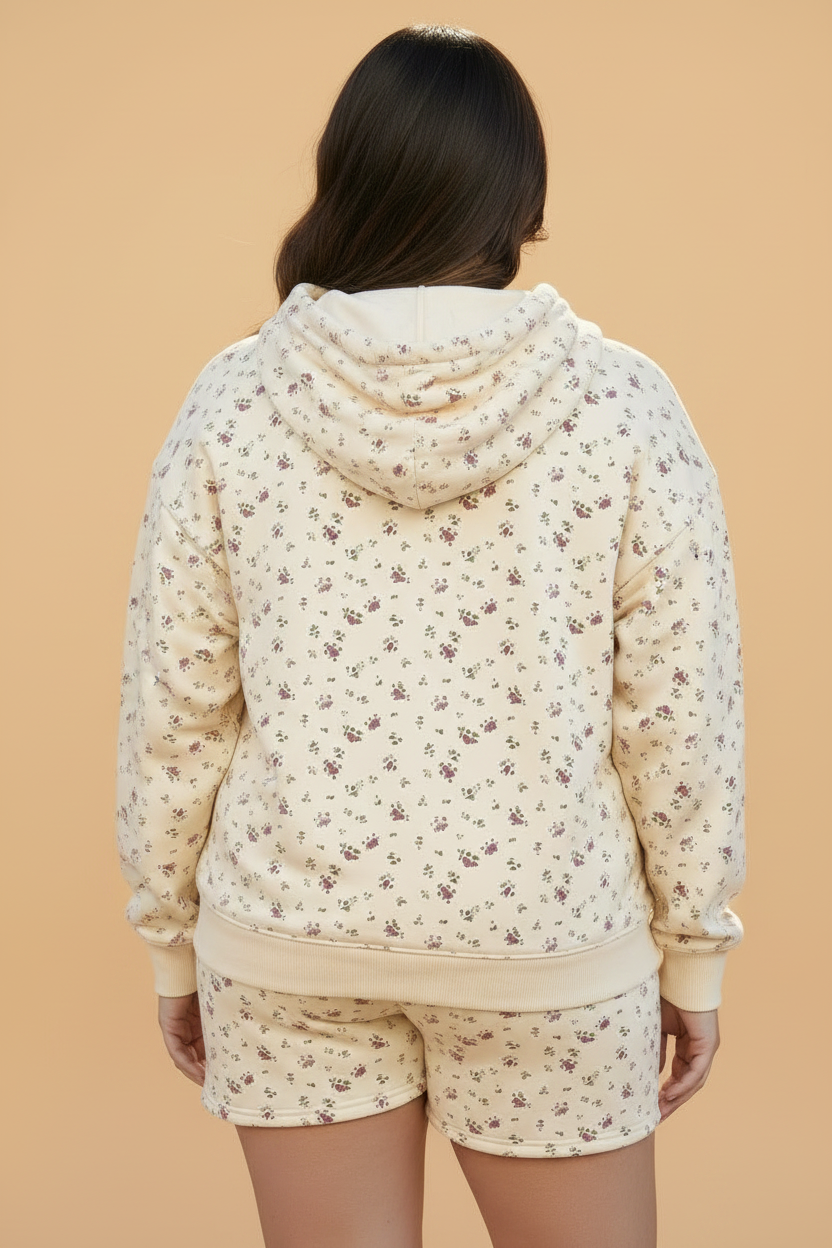 The Willow Floral  Hoodie Top & Shorts Set