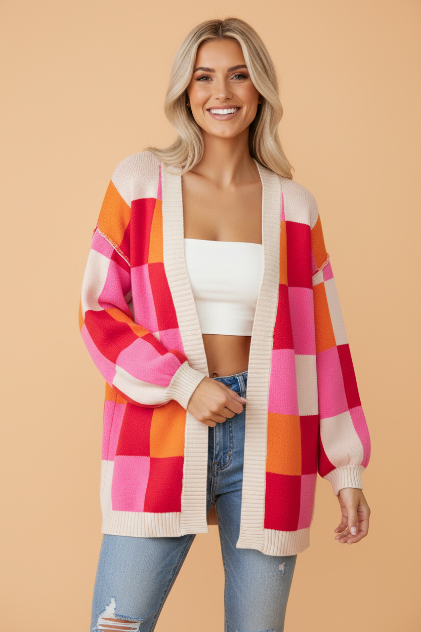 The Reese Checkered Cardigan