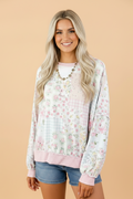 The Everly Floral Patchwork Knit Top