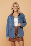 The Winnie Denim Leather Collar Jacket