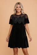 The Blair Embroidered Mesh Velvet Dress
