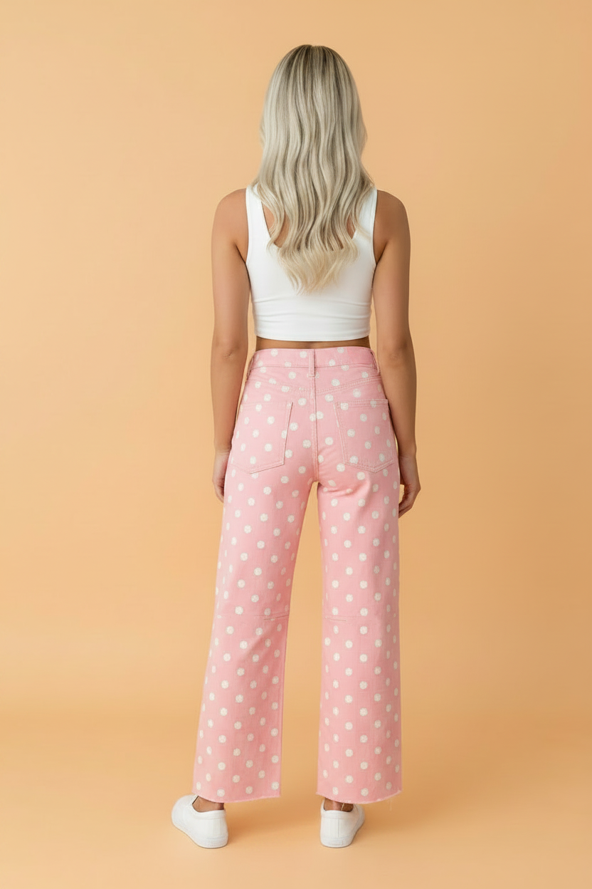 The Petunia Polka Dot Barrel Jeans
