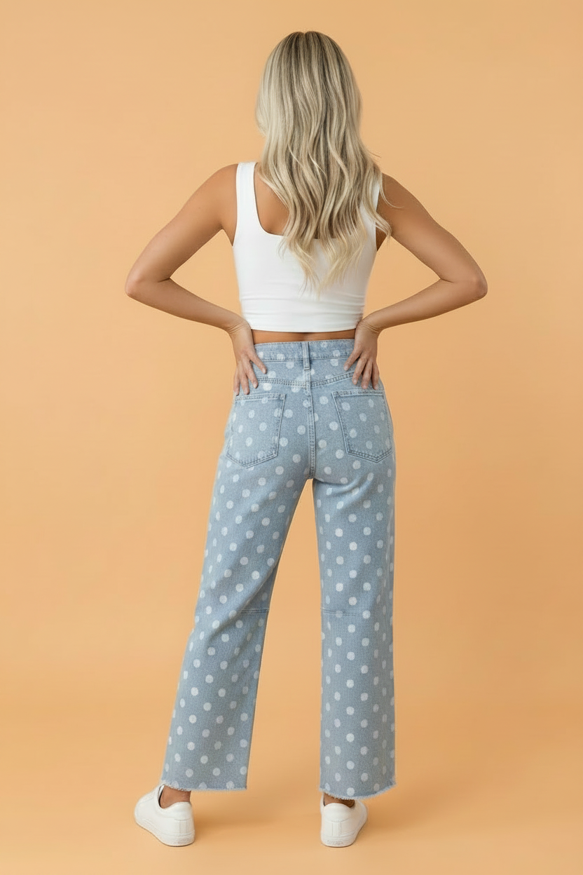 The Petunia Polka Dot Barrel Jeans