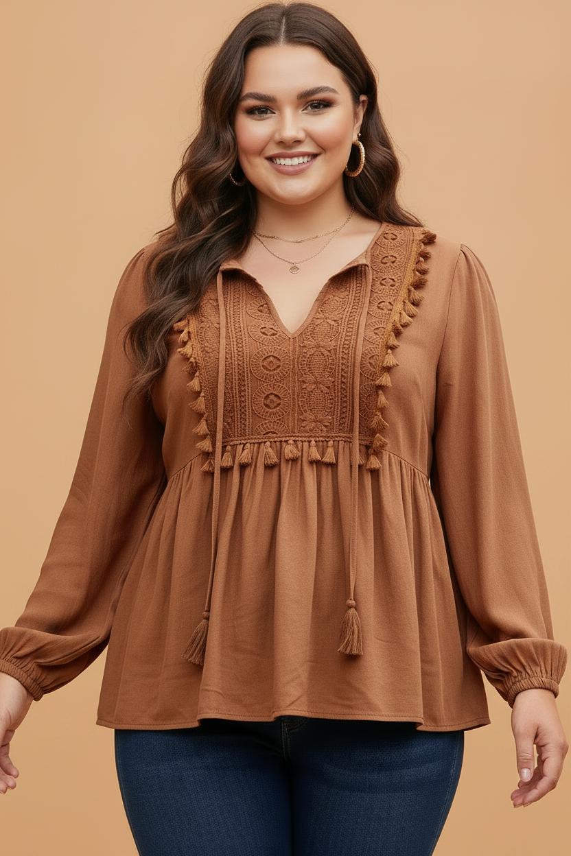 The Savannah Embroidered Boho Blouse