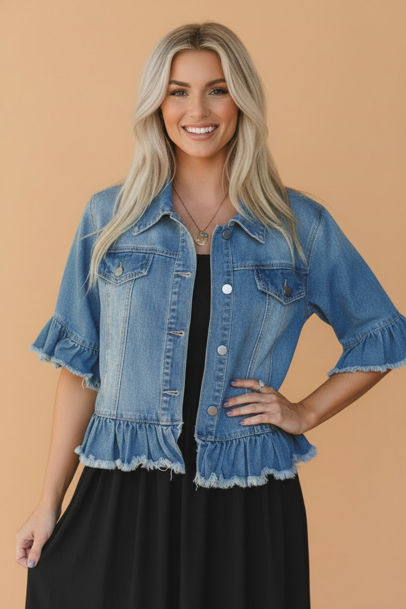 The Marlowe Ruffle Denim Jacket