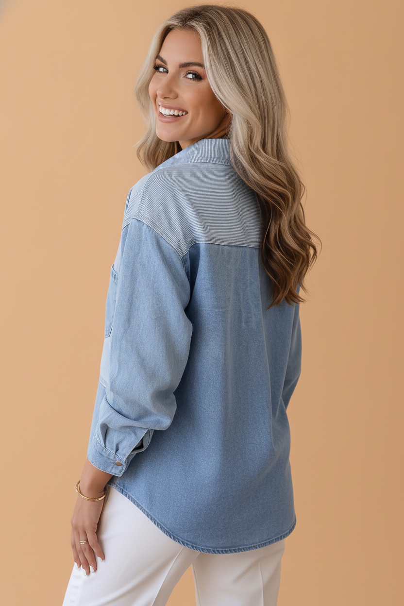 The Lucy Stripe Denim Shacket