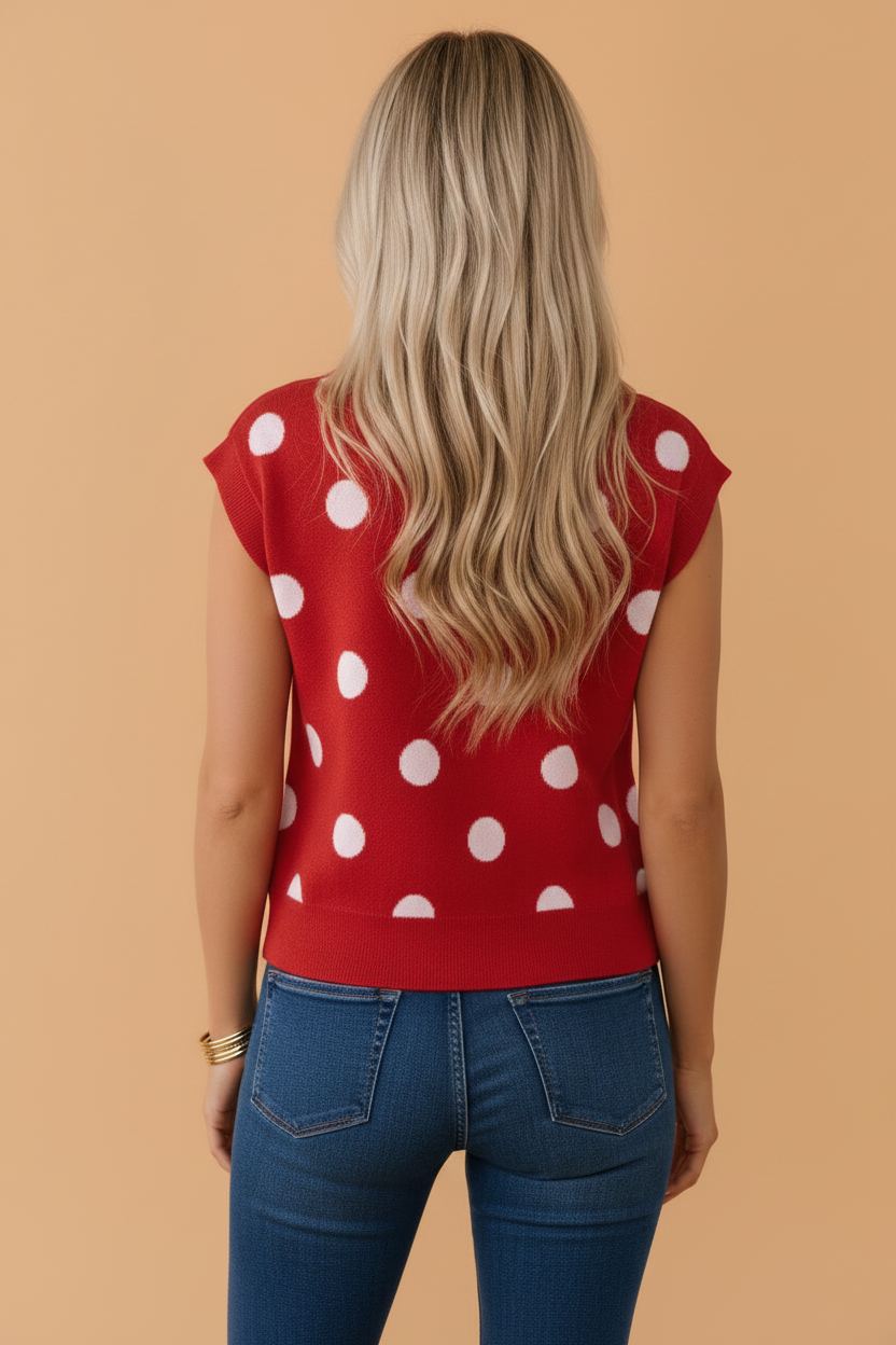 The Ruby Polka Dot Knit Top