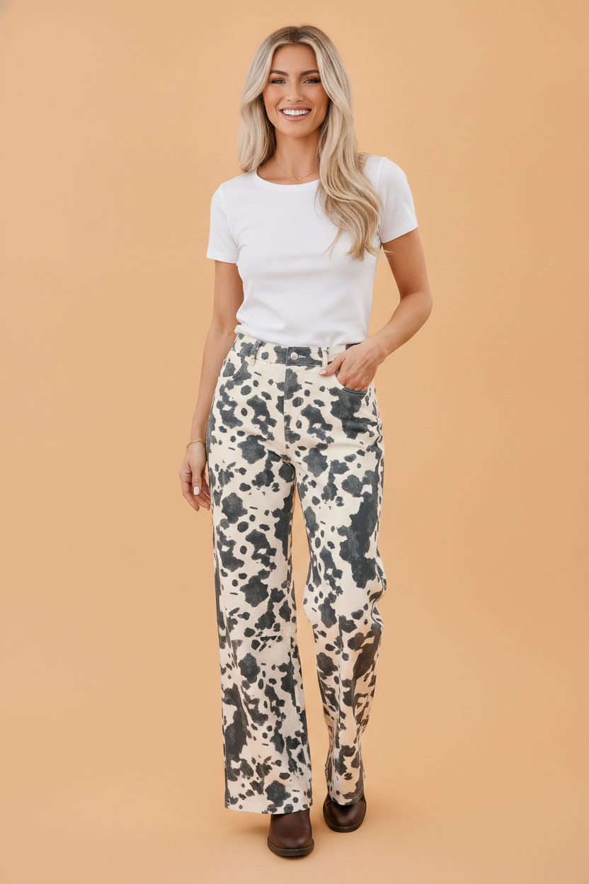 The Willa Rose Cow Print Jeans