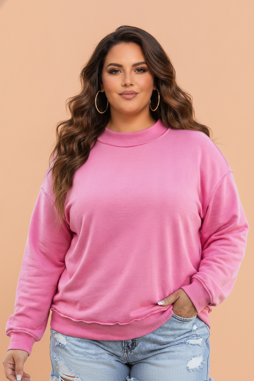 The Kate Rose Solid Reversible Exposed Seam Sweatshirt