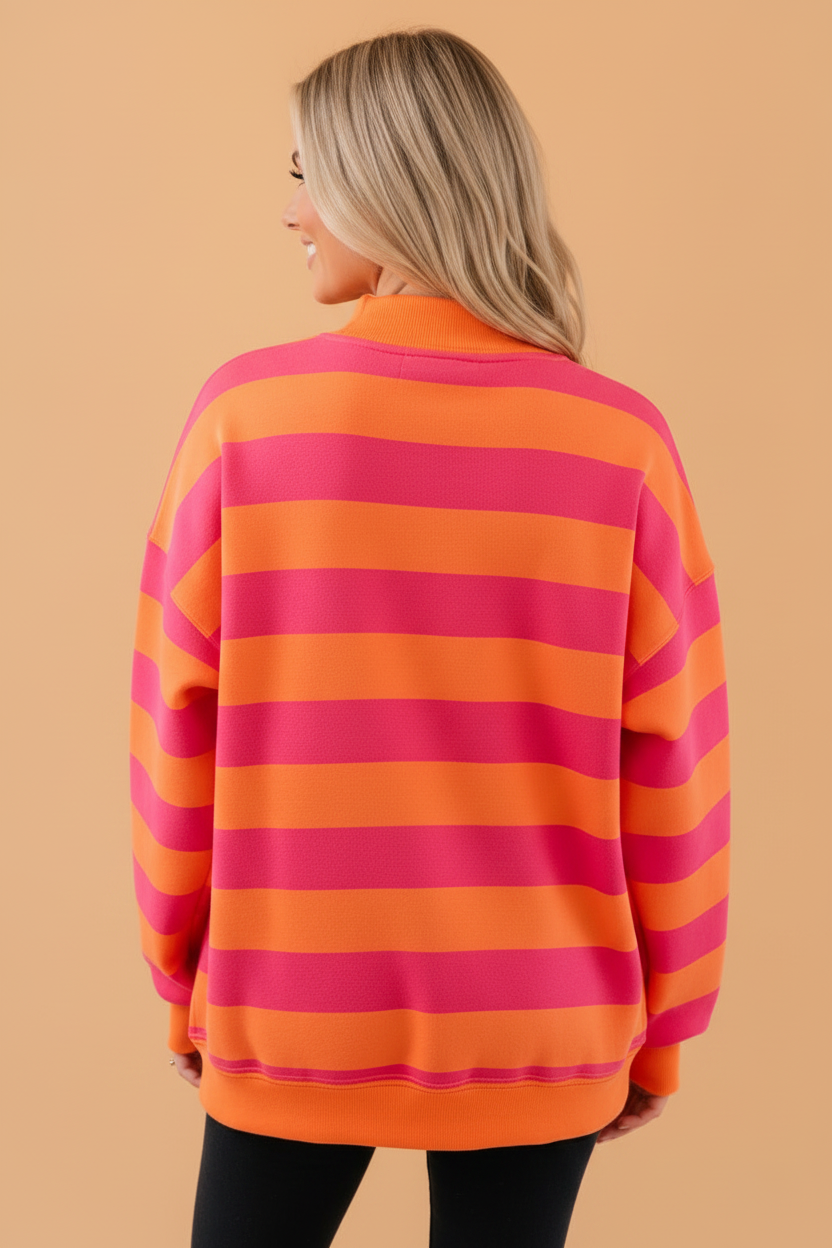 The Lottie Striped Mock Neck Sweatshirt
