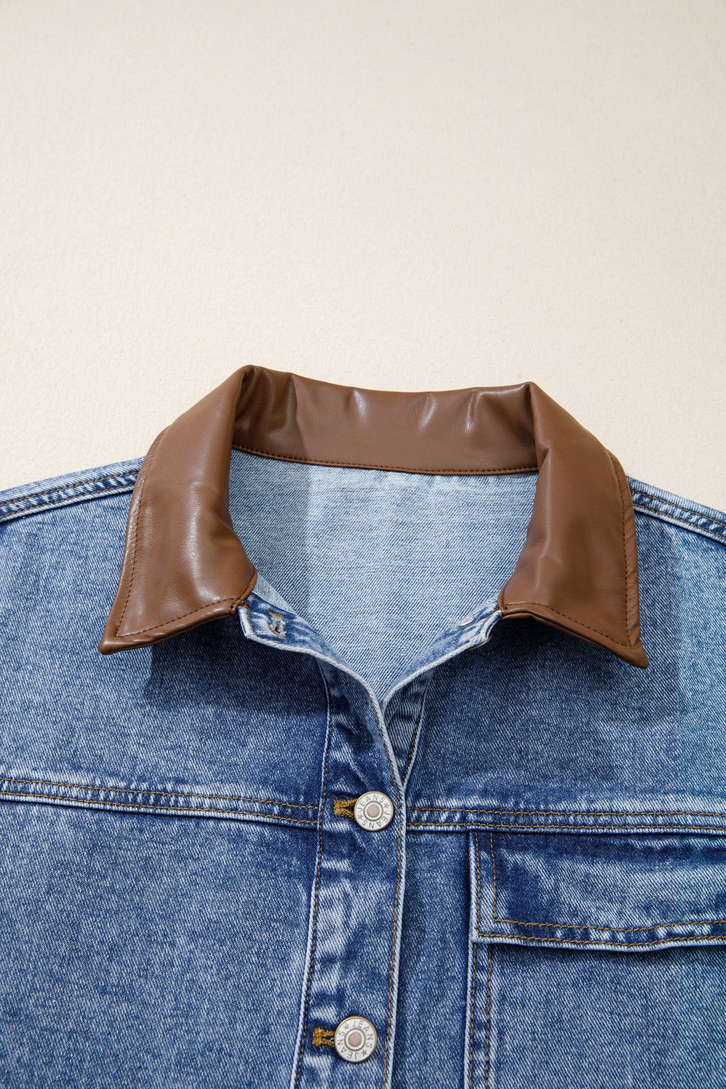 The Winnie Denim Leather Collar Jacket