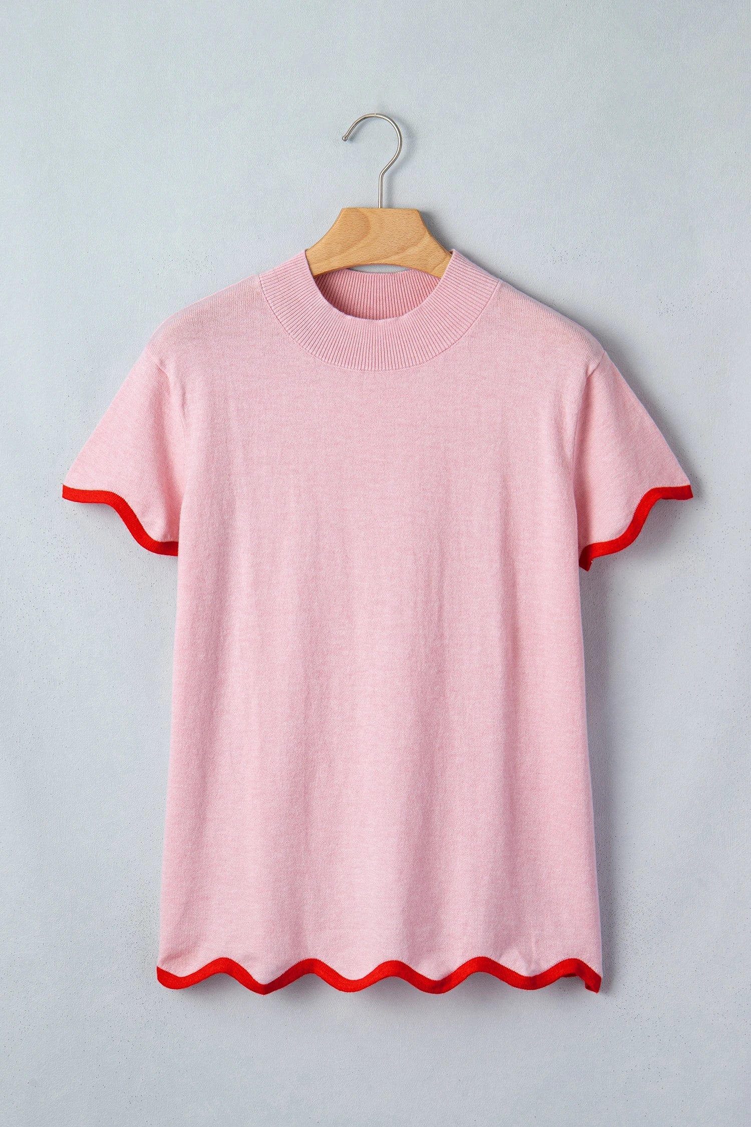 The Lakelyn Wavy Trim Short Sleeve Sweater