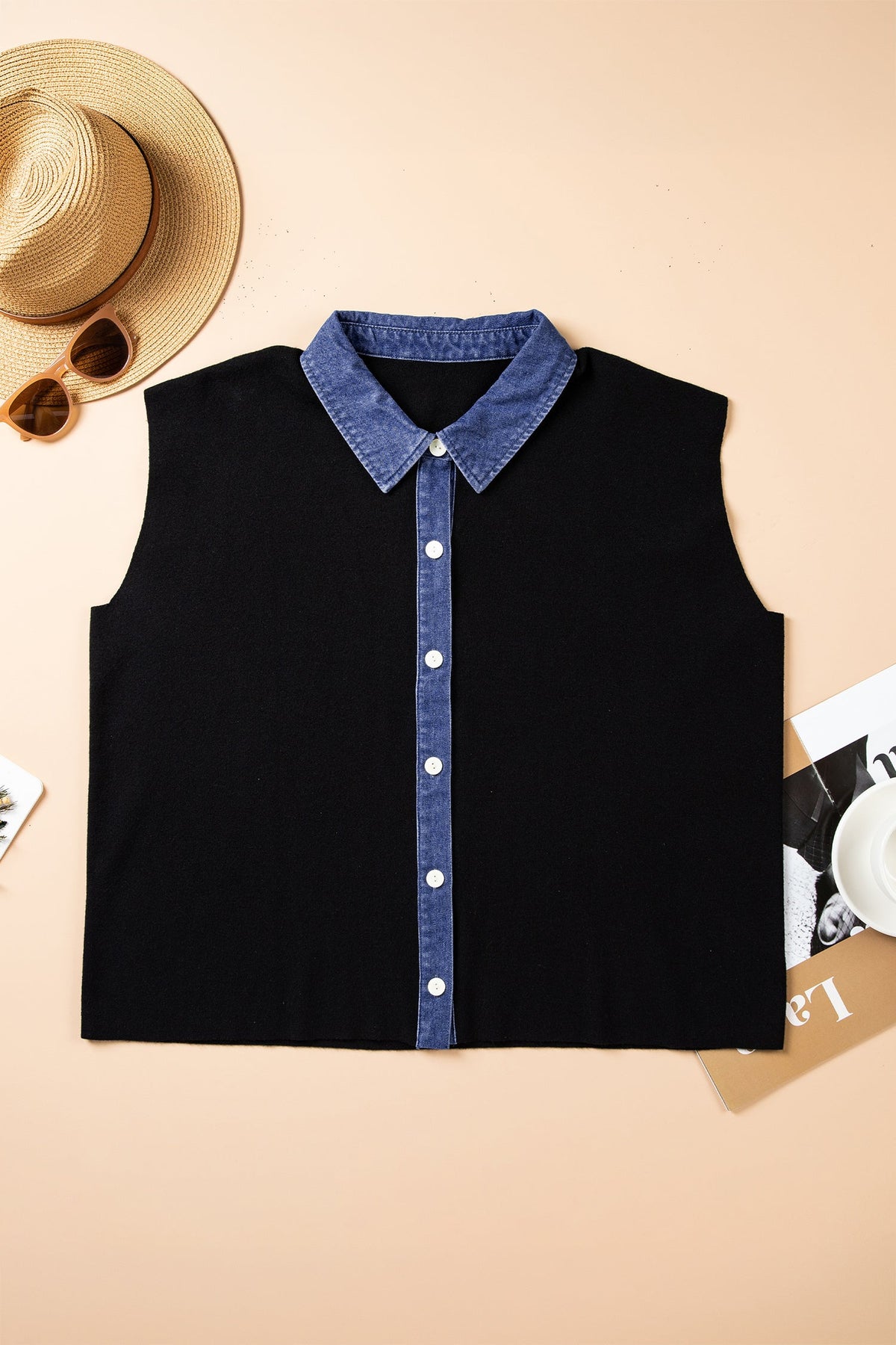 The Collins Denim Trim Vest