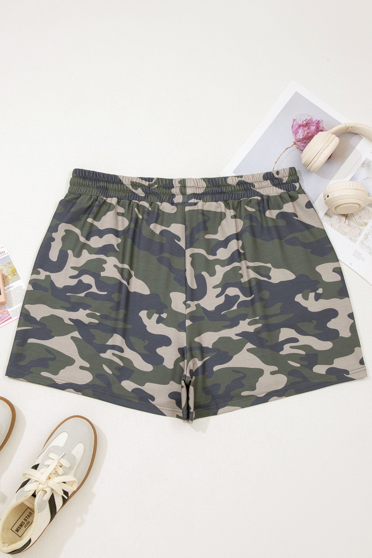 The Teagan Camo Elastic Waist Shorts