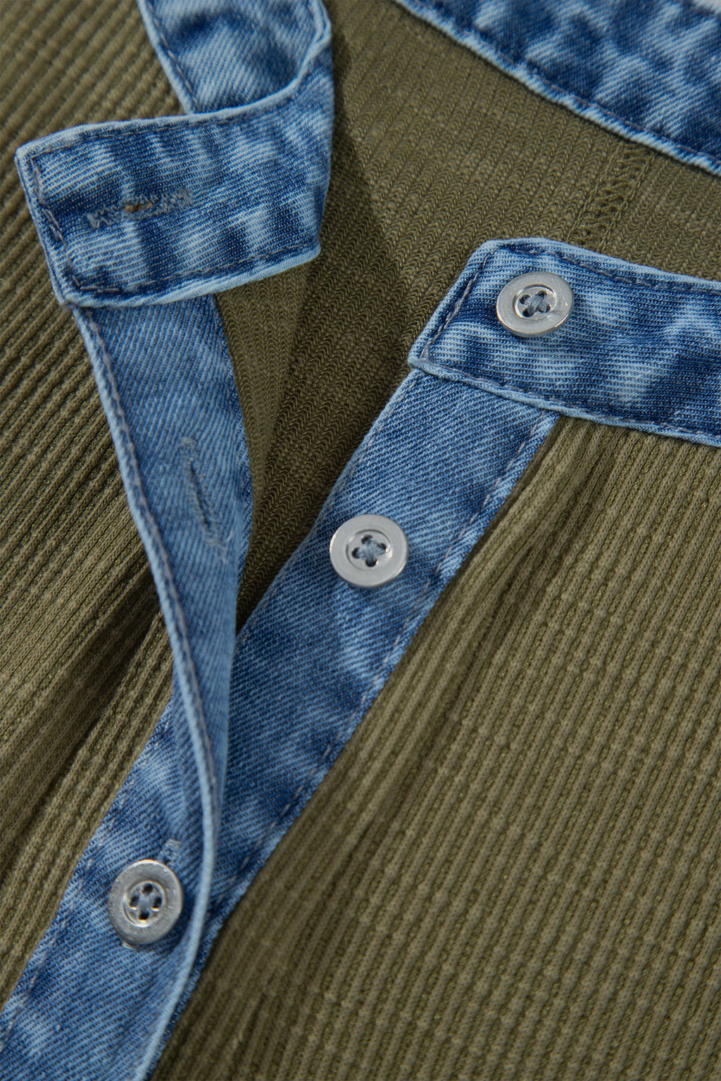 The Olive June Denim Henley Blouse