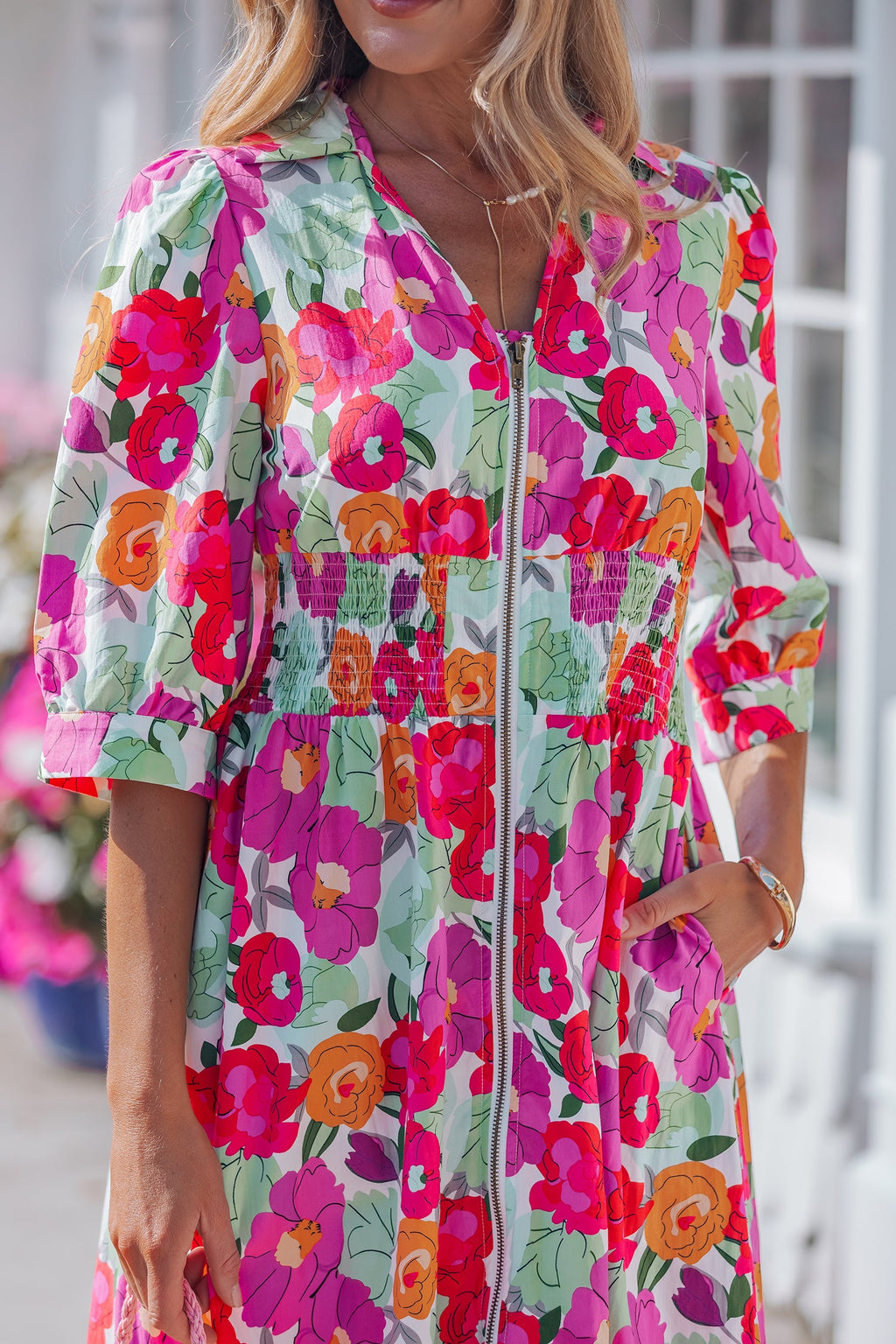 The Lottie Floral Zip-Up Dress