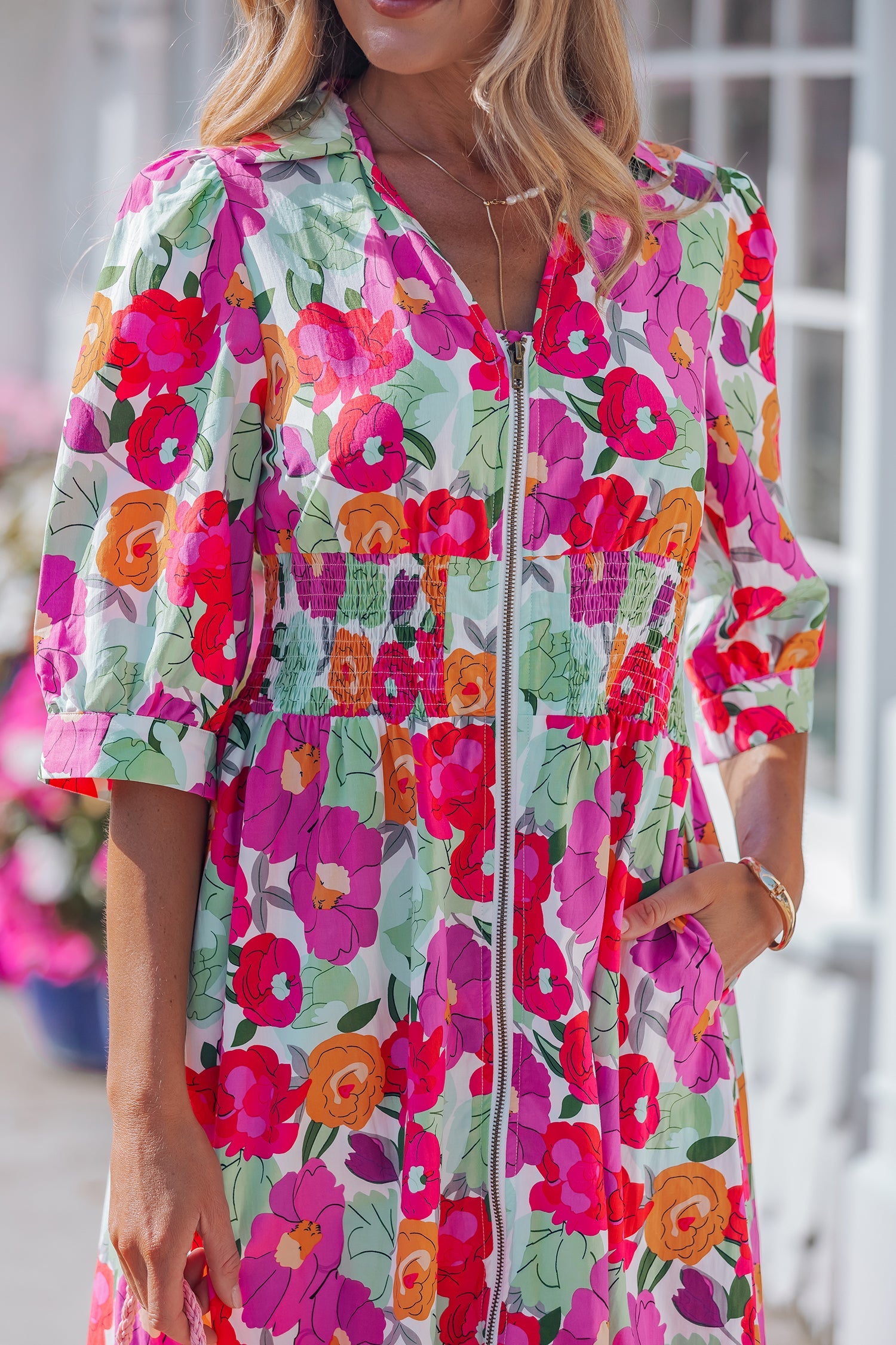 The Lottie Floral Zip-Up Dress