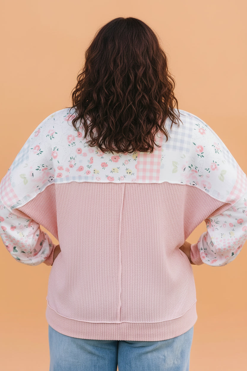 The Rosalie Floral Patchwork Knit Top