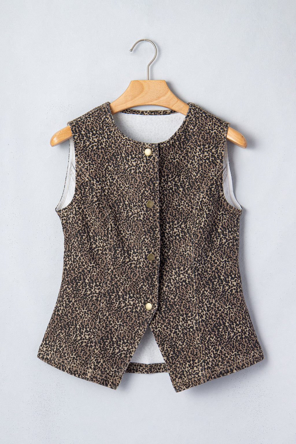The Kendall Leopard Denim Vest