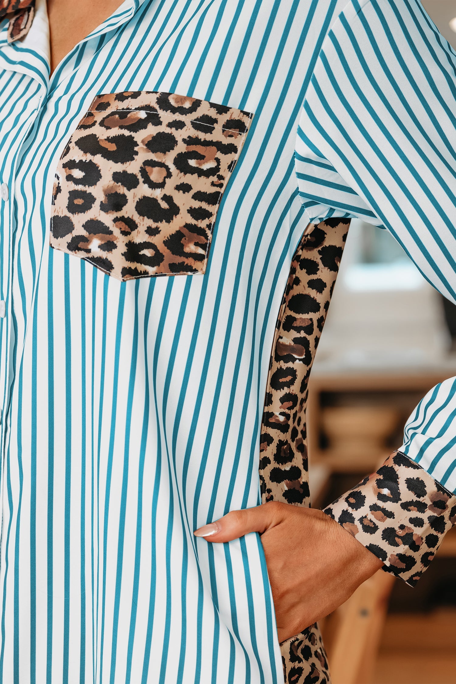 The Sophie Leopard Stripe Shirt Dress