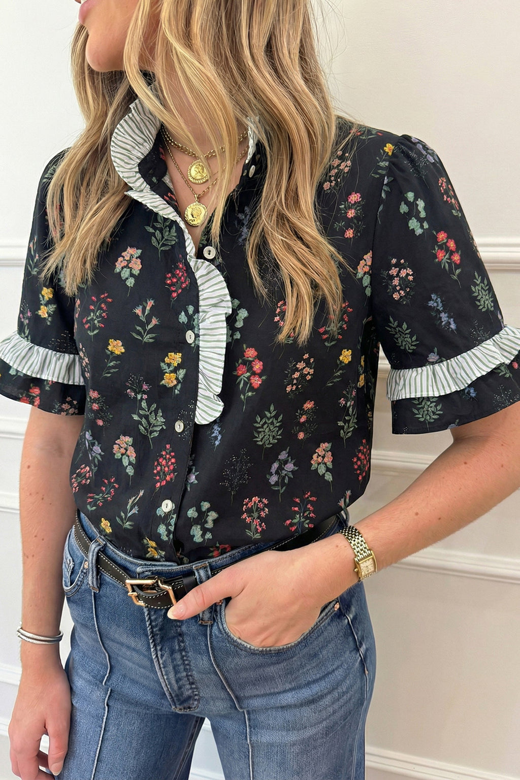 The Gemma Floral Ruffle Shirt