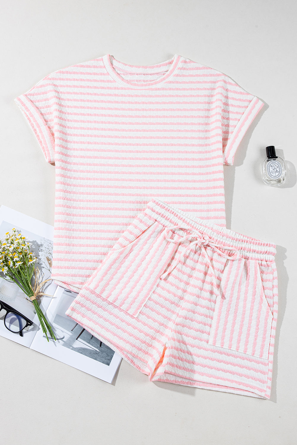 The Saylor Mae Stripe Knitted Shorts Set