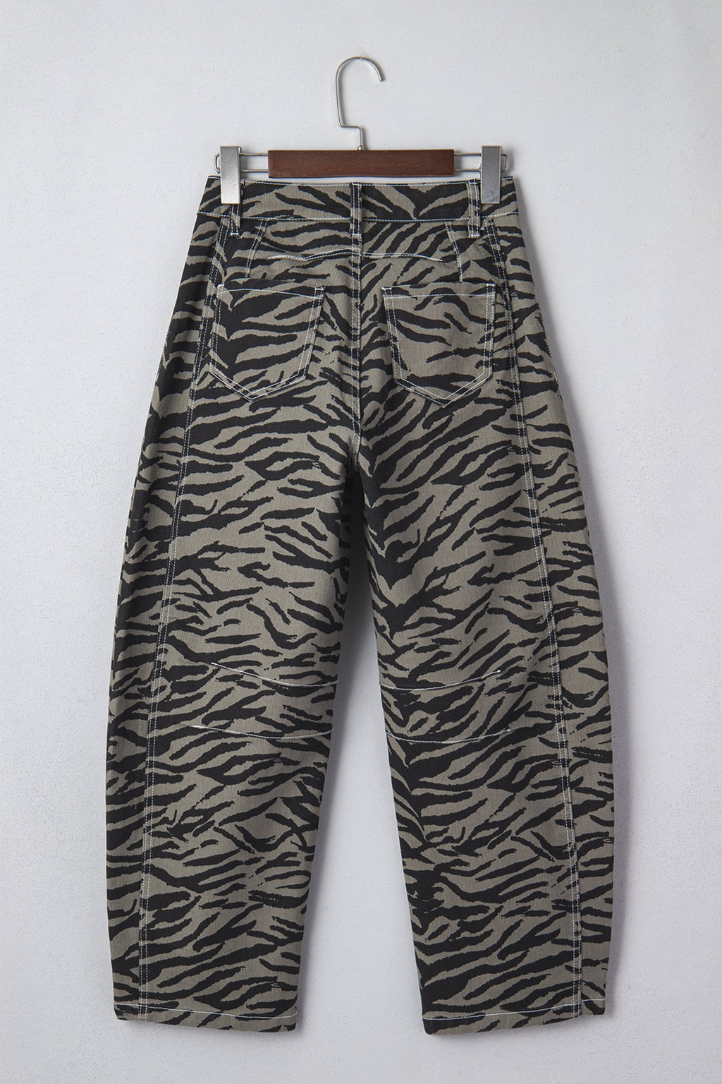 The Zoe Zebra Stripe Denim Wide Barrel Leg Jeans