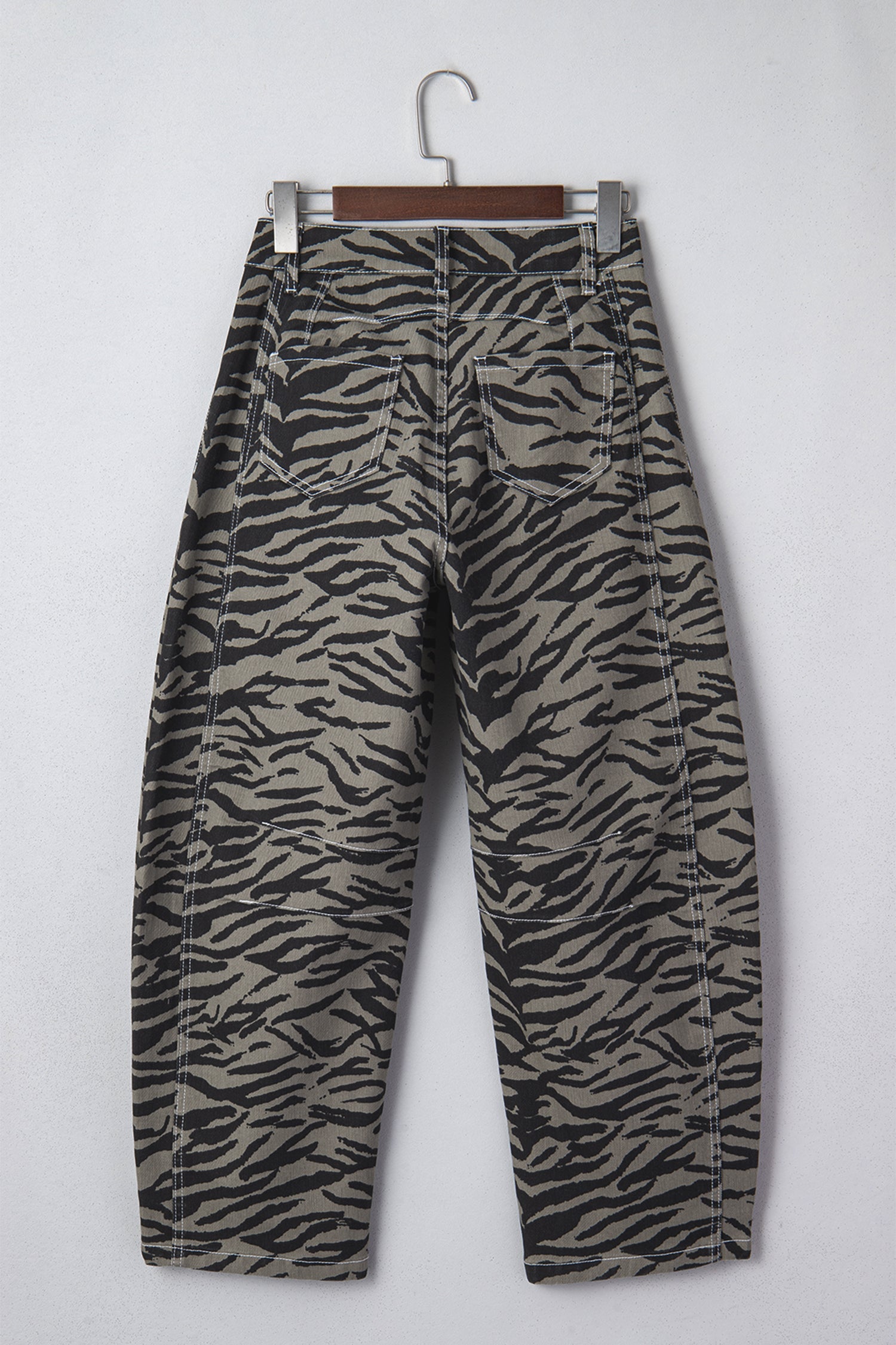 The Zoe Zebra Stripe Denim Wide Barrel Leg Jeans