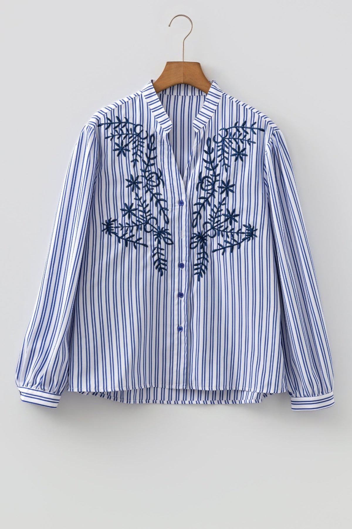 The Lydia Rose Stripe Embroidered Button Shirt