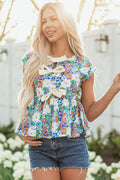The Amelia June Floral Bow Peplum Blouse