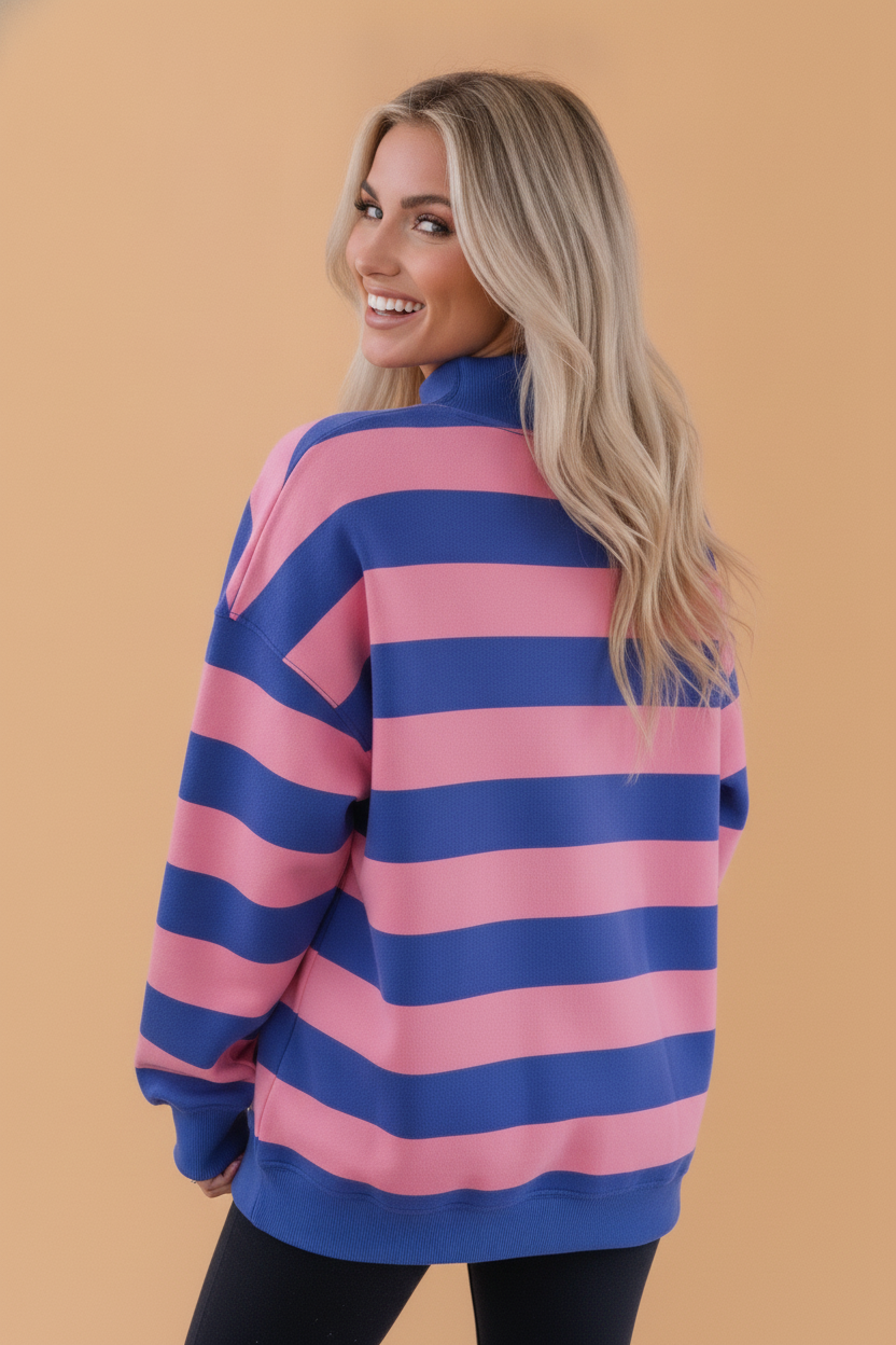 The Lottie Striped Mock Neck Sweatshirt