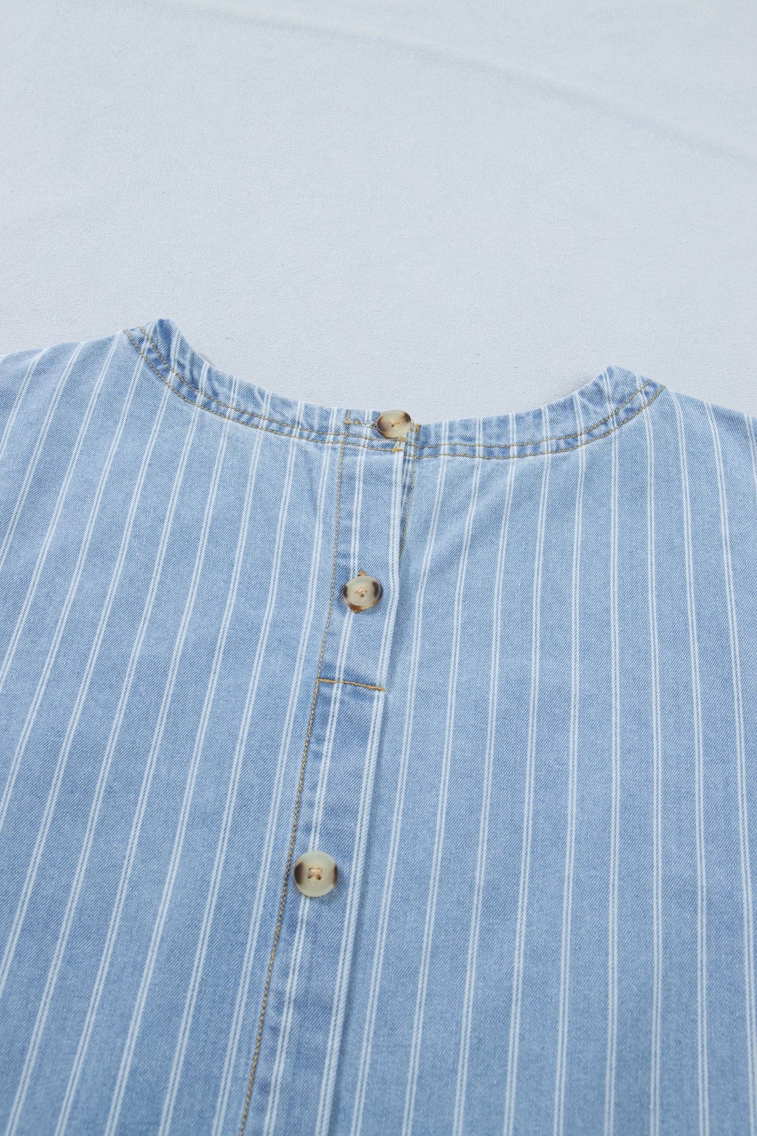 The Maeve Stripe Denim Buttoned Back Mini T-Shirt Dress