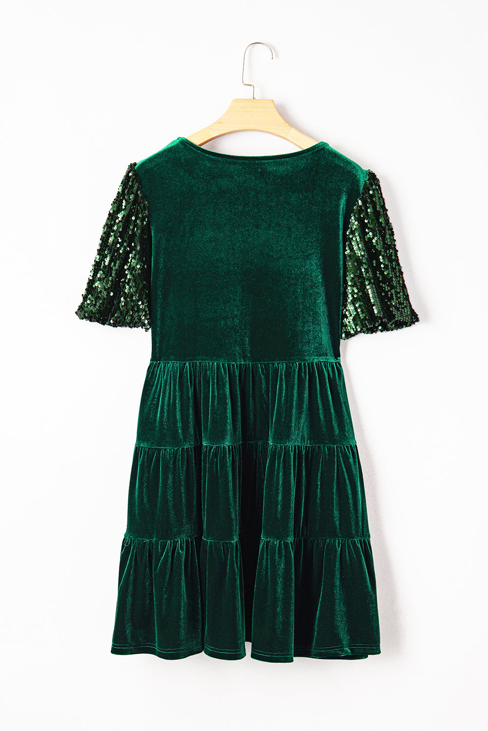 The Everly Velvet Sequin Puff Sleeve  Dress
