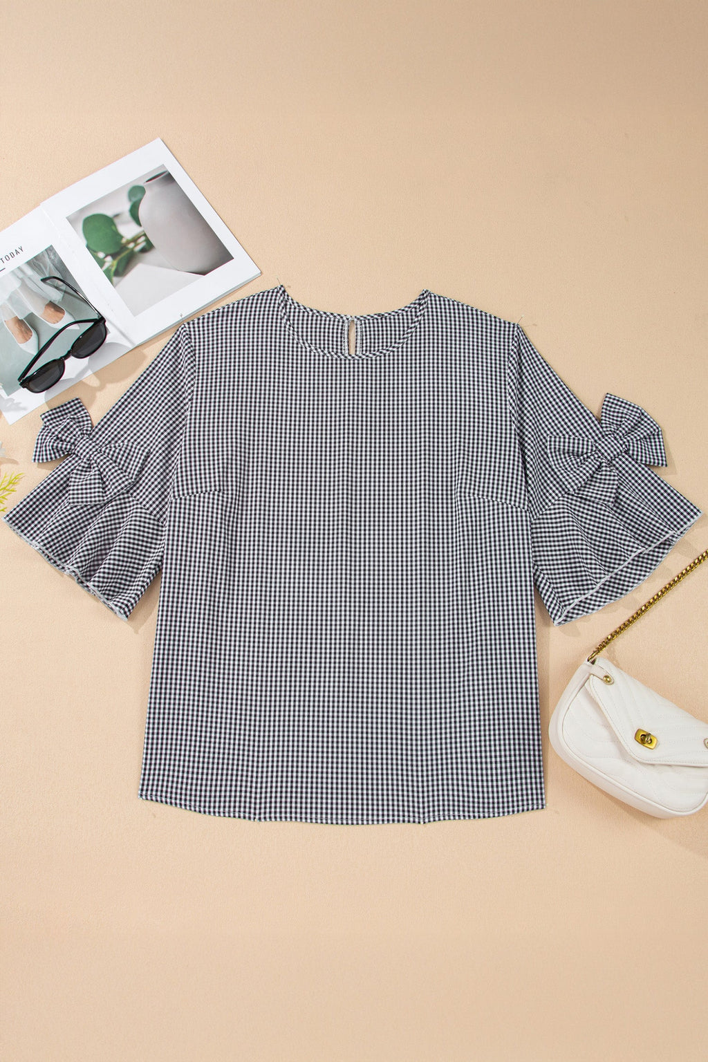The Addison Mae Gingham Bow Top