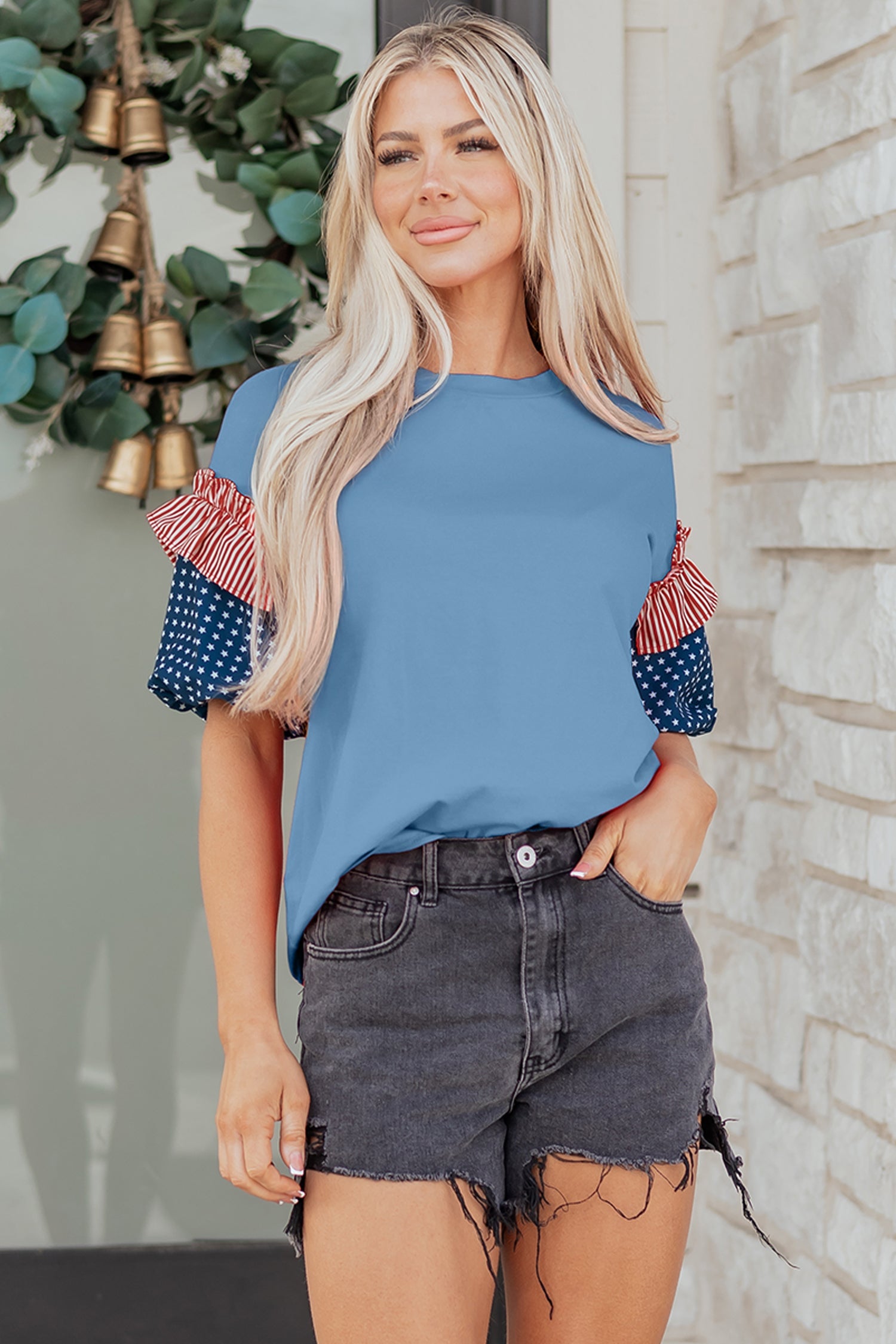 The Avery Patriotic Puff Sleeve Top