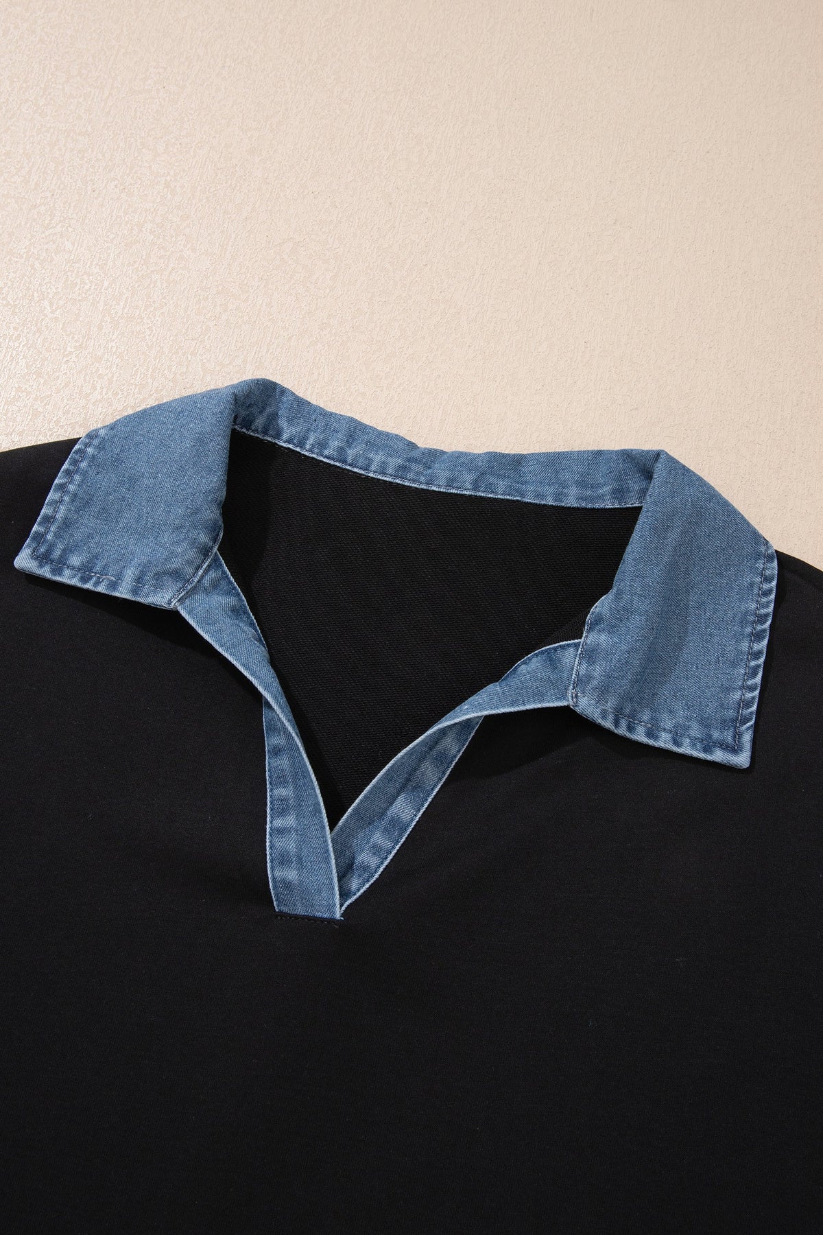 The Clara Denim Collared Knit Blouse