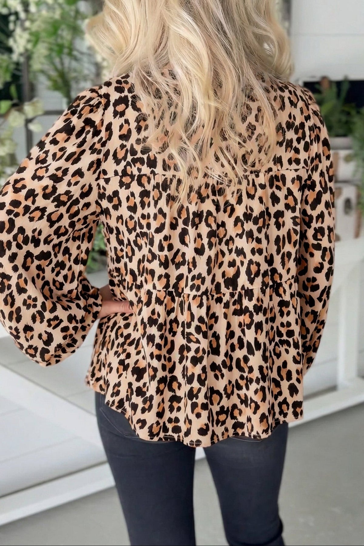 The Sloane Leopard Tie Front Blouse