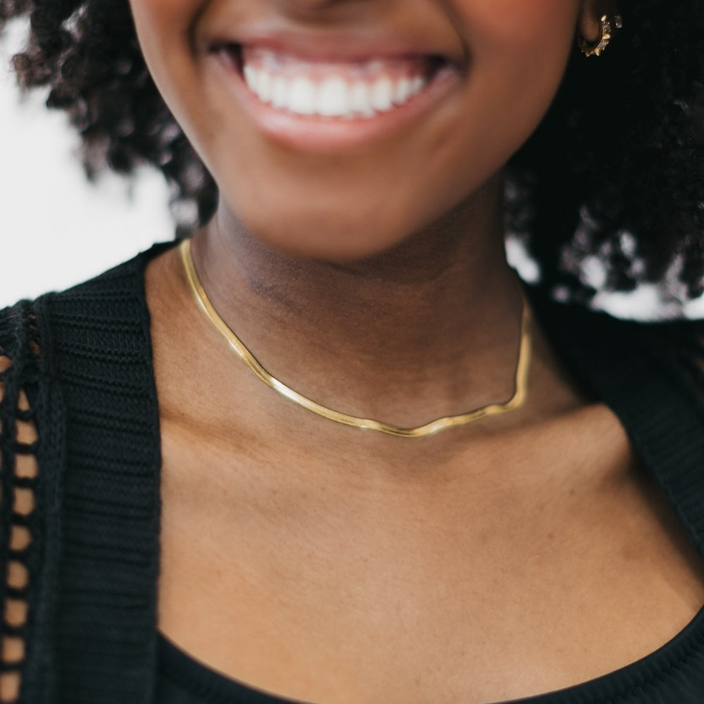 The Ella Herringbone Necklace - WATERPROOF
